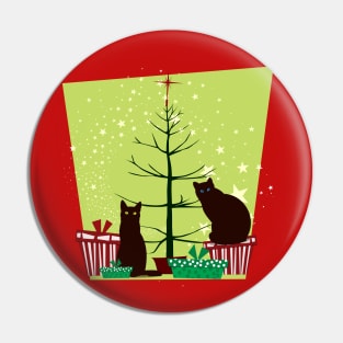 Black cats and Christmas Trees Pin