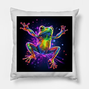 Frog Neon Art 2 Pillow