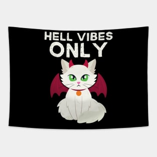 Creepy Cute Hell Cat Halloween Tapestry