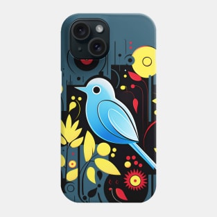 Geometric art style blue jay avian bird design nature themed wildlife lover Phone Case