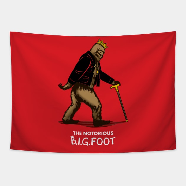 Bigfoot Sasquatch Notorious Rapper Music Funny Parody Tapestry by BoggsNicolas