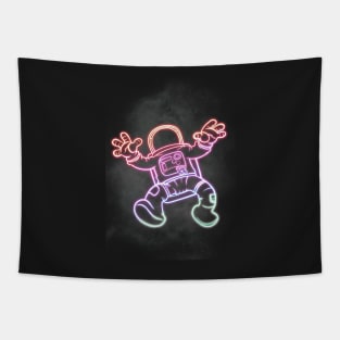 Neon Falling Astronaut Tapestry