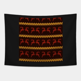 red and yellow raindeer pattern (christmas, tree, christmas raindeer and snowflakes) Tapestry