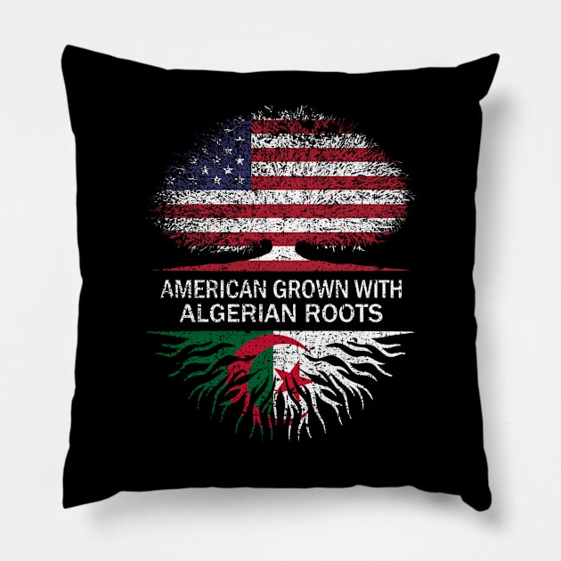 American Grown with Algerian Roots USA Flag Pillow by silvercoin