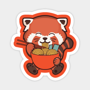 Red Panda Eating Ramen Cute Kawaii Sticker Magnet