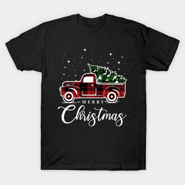 Discover Merry Christmas Buffalo Truck Tree Red Plaid - Merry Christmas Buffalo Plaid Tree - T-Shirt