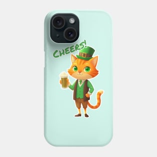 Lucky Cat Leprechaun Cheers! Phone Case