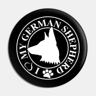 I Love My German Shepherd White Pin