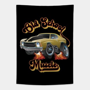 Retro Old School Muscle Car Cartoon Graphic Tapestry