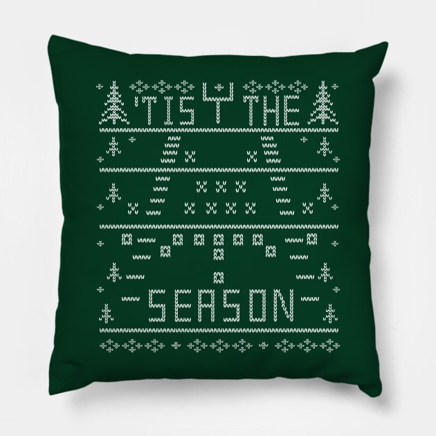 'Tis the Season Football Ugly Christmas Sweater Party Football Lover Pillow by TeeCreations