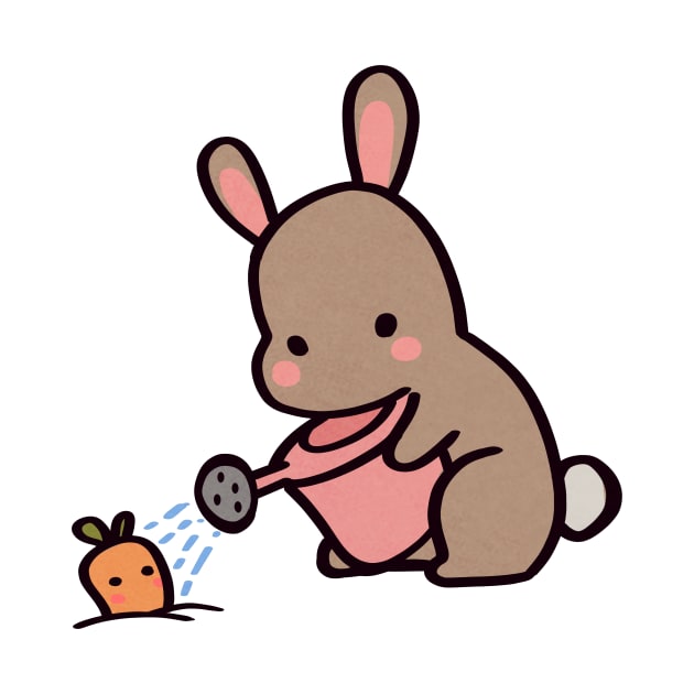 Kawaii Brown Bunny Gardener by ThumboArtBumbo