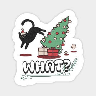 Cat Lover Gift - Cat Pushing Christmas Tree Magnet