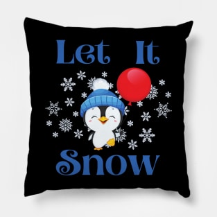 Let it snow penguin with balloon Pillow