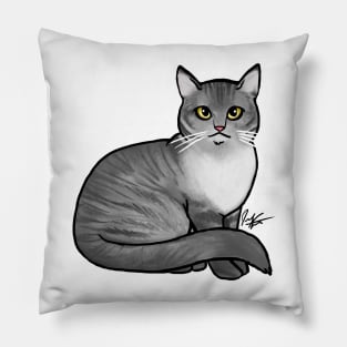 Cat - British Shorthair - Silver Tabby Pillow