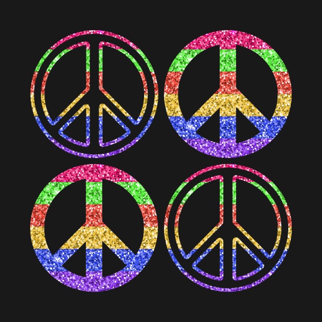 Faux Glitter Rainbow Peace Signs Pattern by ExpressYourSoulTees