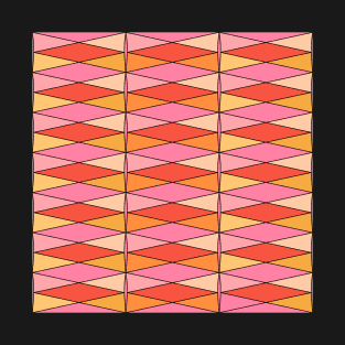 Pink Orange Yellow Harlequin Colorful Mid Century Geometric Pattern T-Shirt