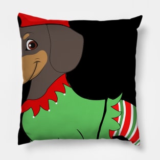 Dachshund In Elf Costume Christmas Shirt Pillow