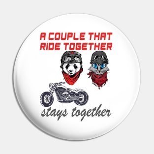 Cute Panda and cat couple that rides together stays together Pin