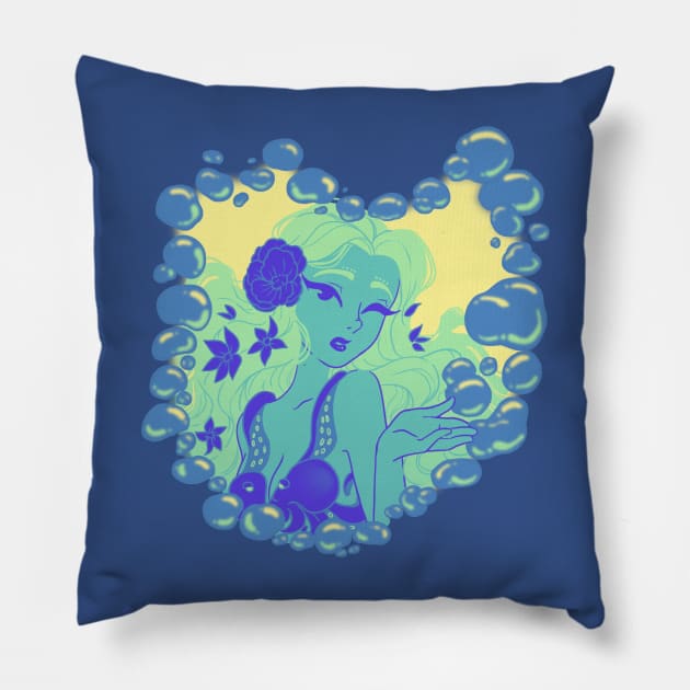 Kissing the bubbles Pillow by MeikosArt