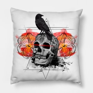 Skull and Raven Pillow