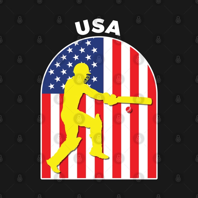 USA Cricket Batsman American Flag by DPattonPD