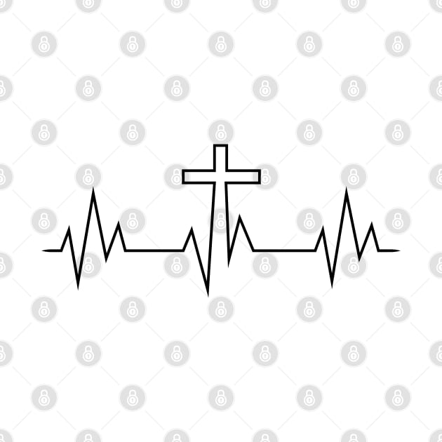 Cross Heartbeat | Christian | Faith | Jesus by ChristianLifeApparel