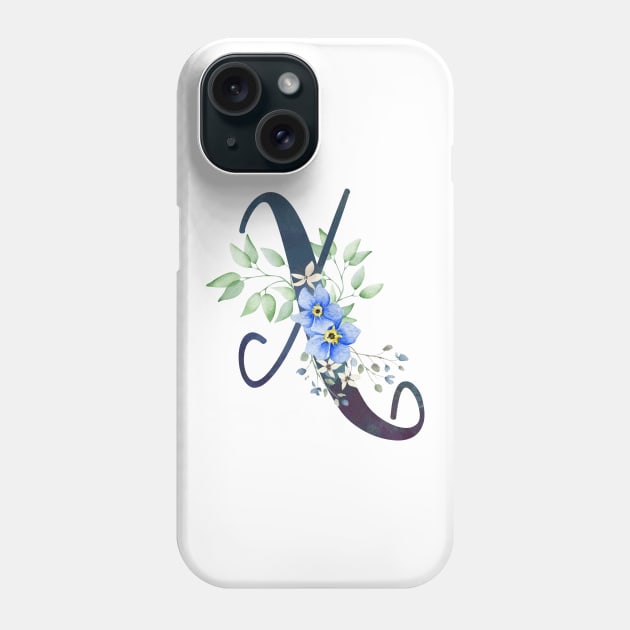 Floral Monogram X Wild Blue Flowers Phone Case by floralmonogram