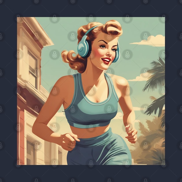 Fitness Bombshell Jogging Vintage Art Pin Up Pace by di-age7