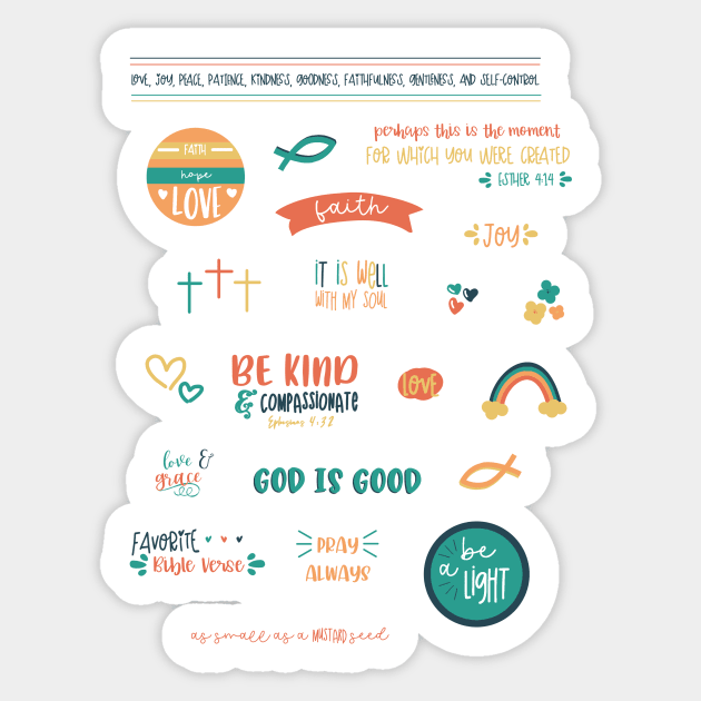 Cute Christian Bible Journaling Sticker Sheet - Bible Journaling - Sticker