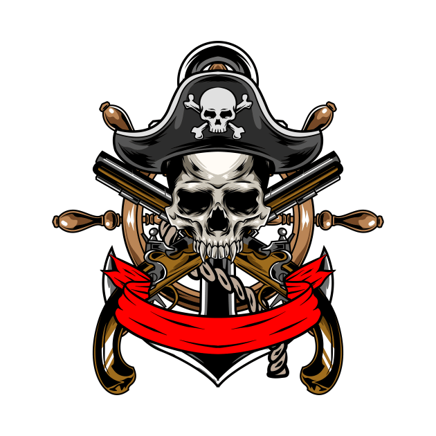 Skull Pirates Guns x Steering Wheel Anchor by Harrisaputra