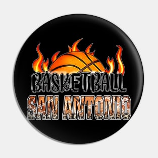 Classic Basketball Design San Antonio Personalized Proud Name Pin