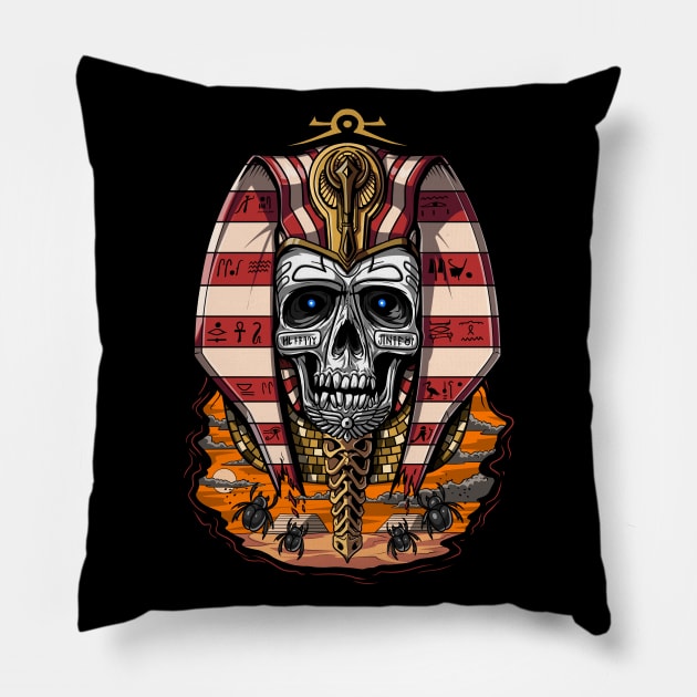 Egyptian Pharaoh Skull Pillow by underheaven