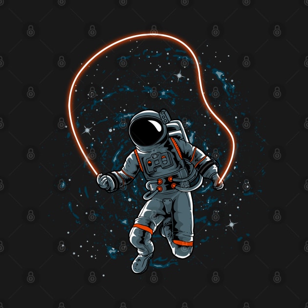 Funny Astronaut skipping rope in outer space by Danemilin