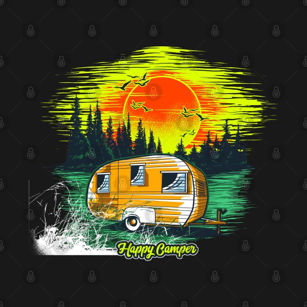 Happy Camper Rough Grunge Camping Trip by DanDesigns