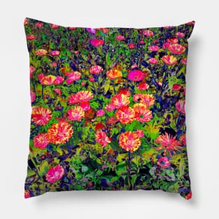 Trippy Multicolor Flower Garden Pillow