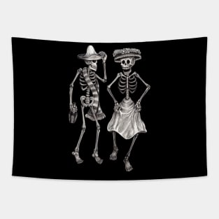 Couple dancing skull day of the dead. Tapestry