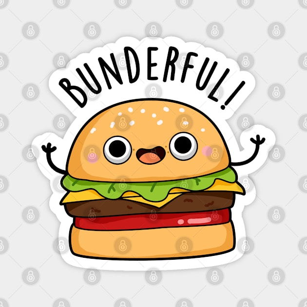 Bunderful Cute Burger Bun Pun Magnet by punnybone