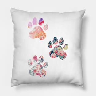 Floral Paw Print Trio Pillow