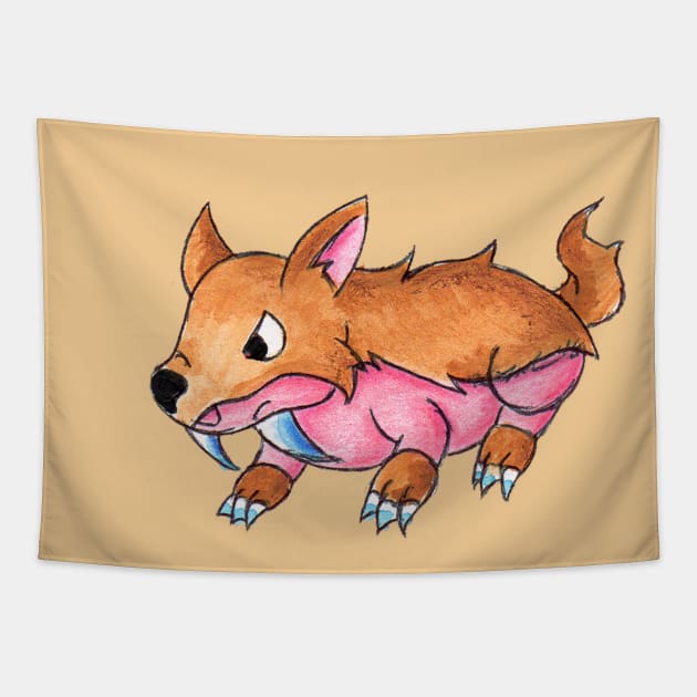 Sabertooth Piggy Tapestry by KristenOKeefeArt