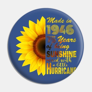 Vintage 1946 Sunflower 75th Birthday Awesome Gift Pin