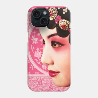 Chinese Opera Star with Blush Pink Traditional Pattern- Hong Kong Retro Phone Case