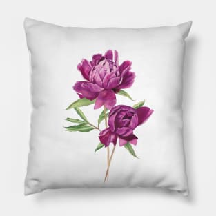 Watercolor pink peonies Pillow