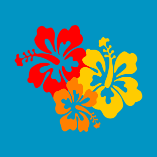 Hibiscus flowers red gold orange tropical T-Shirt