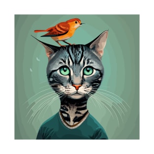 Cat and bird best friends T-Shirt