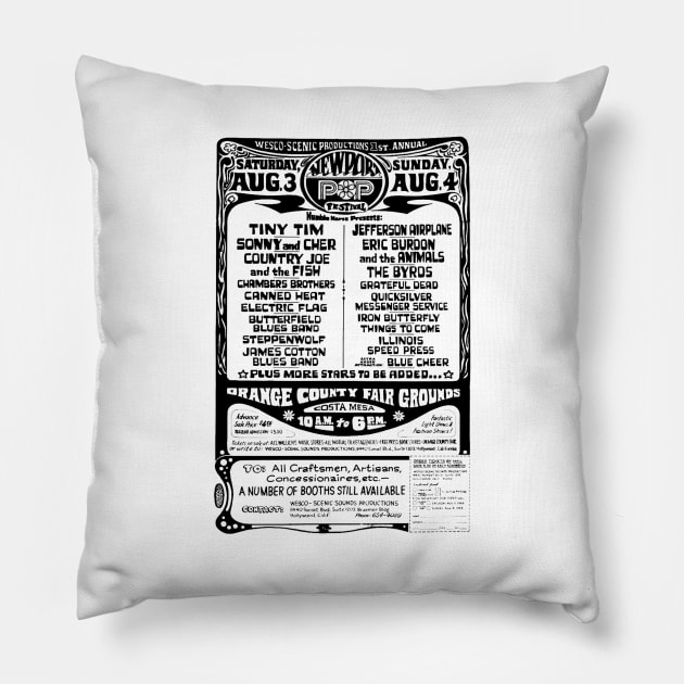 Newport Pop Festival 1968 Pillow by Rebus28