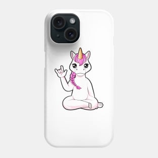 Cartoon unicorn shows I love you - ASL hand gesture Phone Case