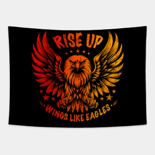 Flying Eagle with Slogans and Stars Tapestry