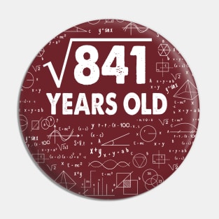 Square Root of 841 29th Birthday 29 Years Old Math Science Lover Gifts Nerdy Geeky Gift Idea Pin