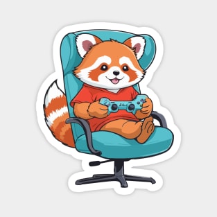 adorable Red Panda playing video game aesthetic Magnet