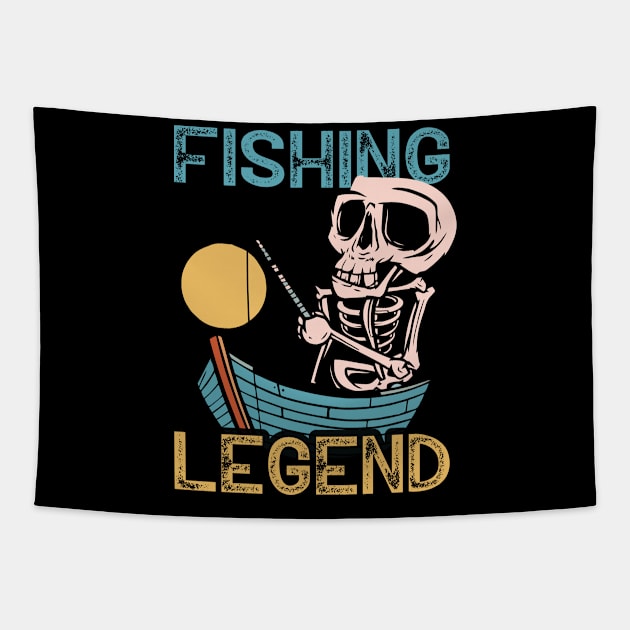 fishing legend a perfect birthday gift for an angler Tapestry by Crazy.Prints.Store